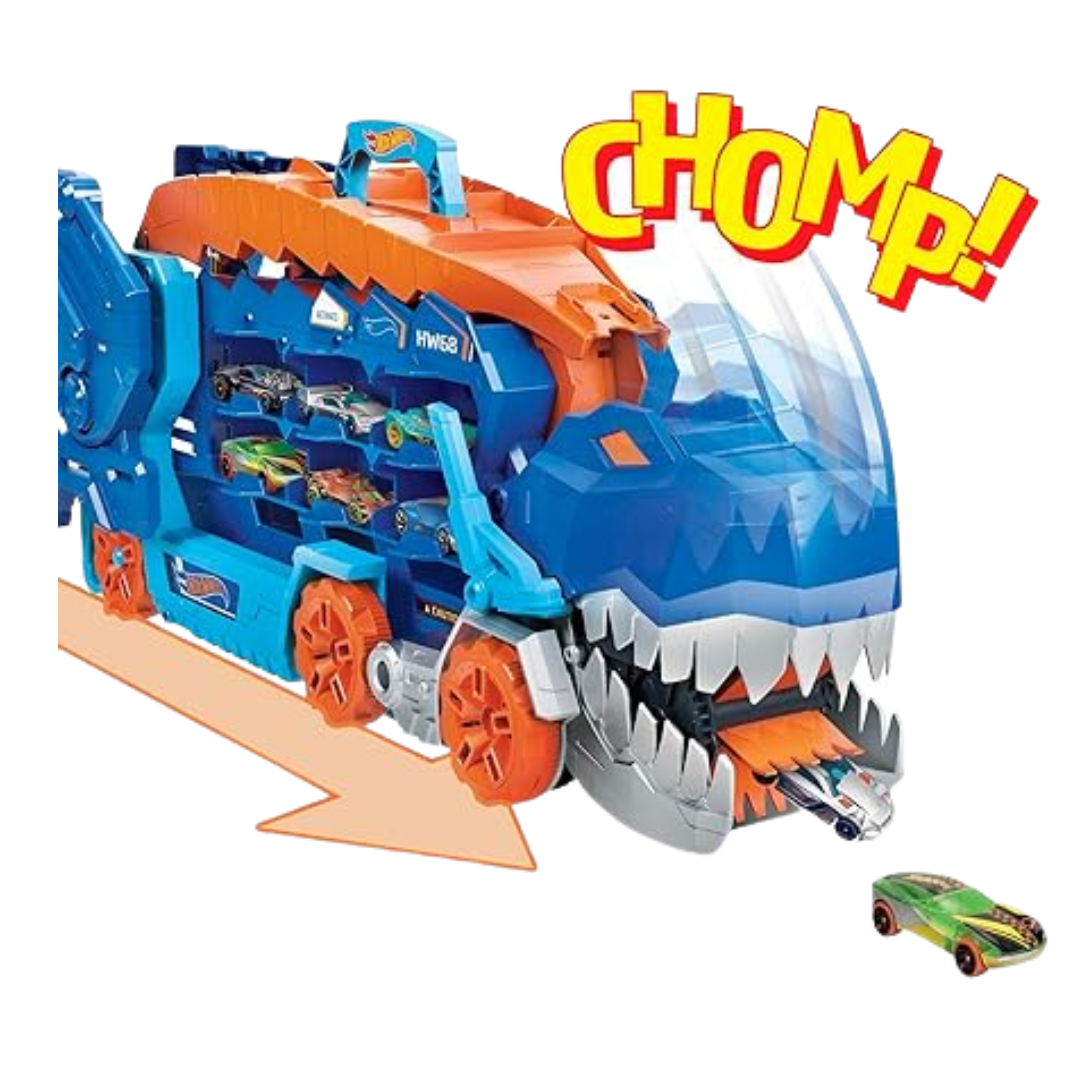 Hot Wheels T-Rex Transporter Track Set With Lights And Sounds