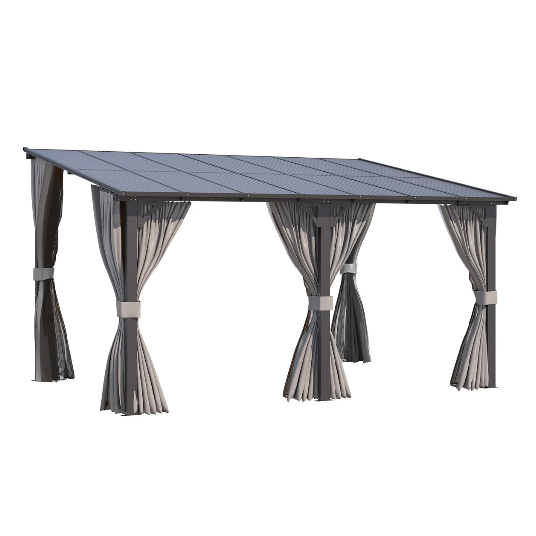 Aecojoy 14ft x 10ft Outdoor Gazebo With Netting & Curtain