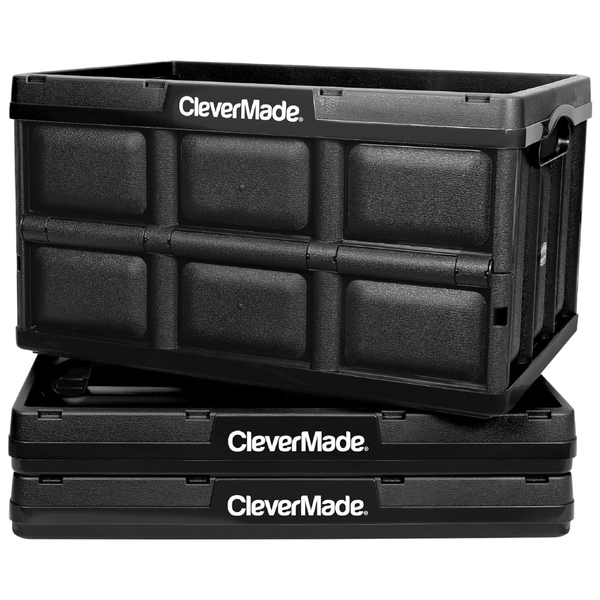 3-Pack CleverMade 46L Collapsible Stackable Heavy Duty Storage Bins