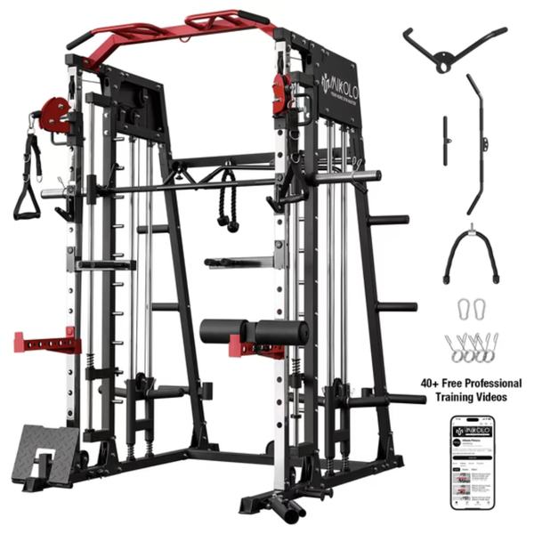 Mikolo Smith Machine Home Gym with Cable Crossover