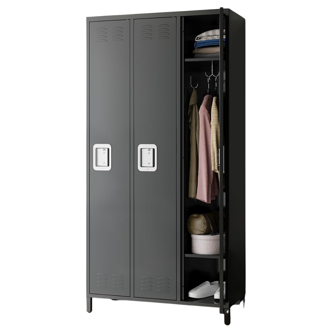 CuisinSmart 72" Tall Storage Metal Lockers with 9 Hooks & 6 Shelves