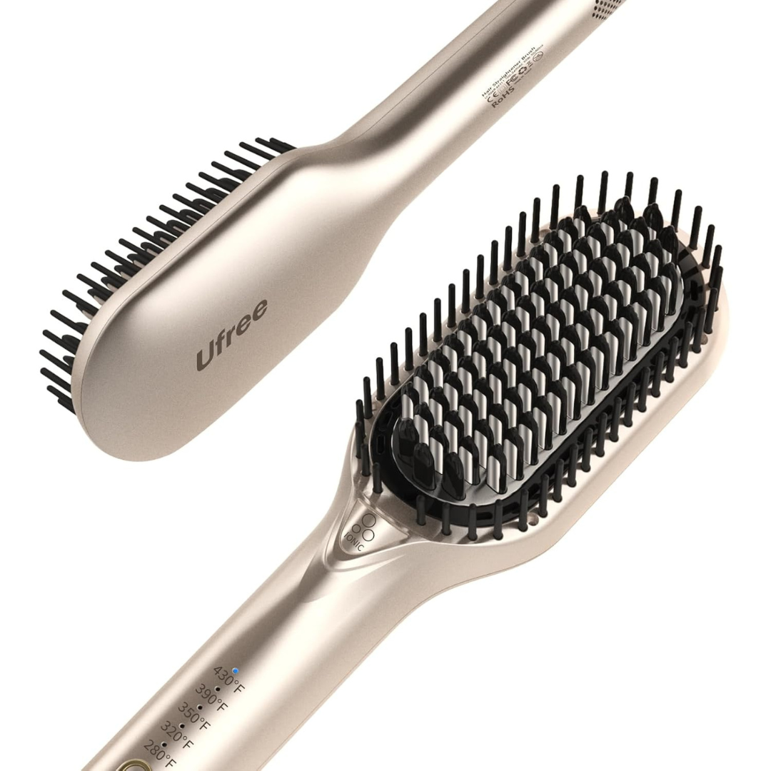 Ufree Ionic Hair Straightener Brush with 5 Temps (Dual Voltage)