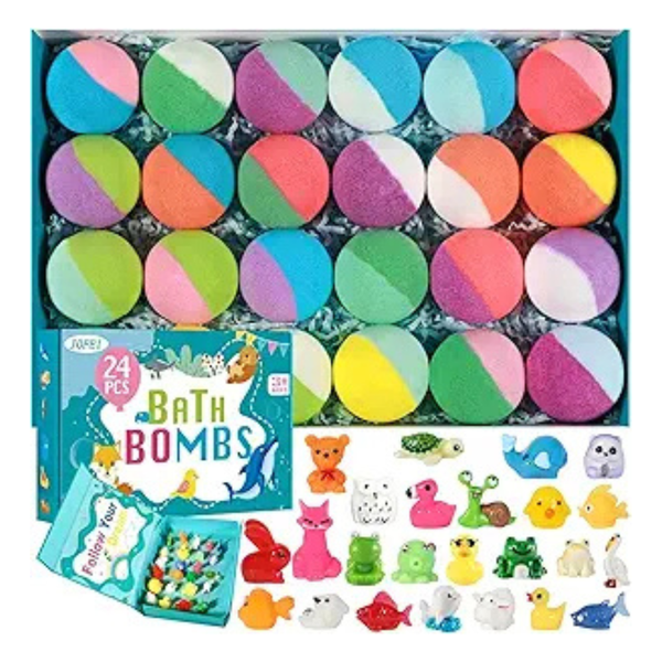 24-Pack JOFEI Kids Bath Bombs w/ Surprise Toy Animals Inside
