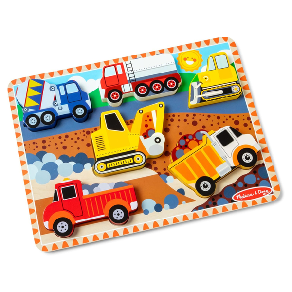 6-Piece Melissa & Doug Construction Vehicles Wooden Chunky Puzzle