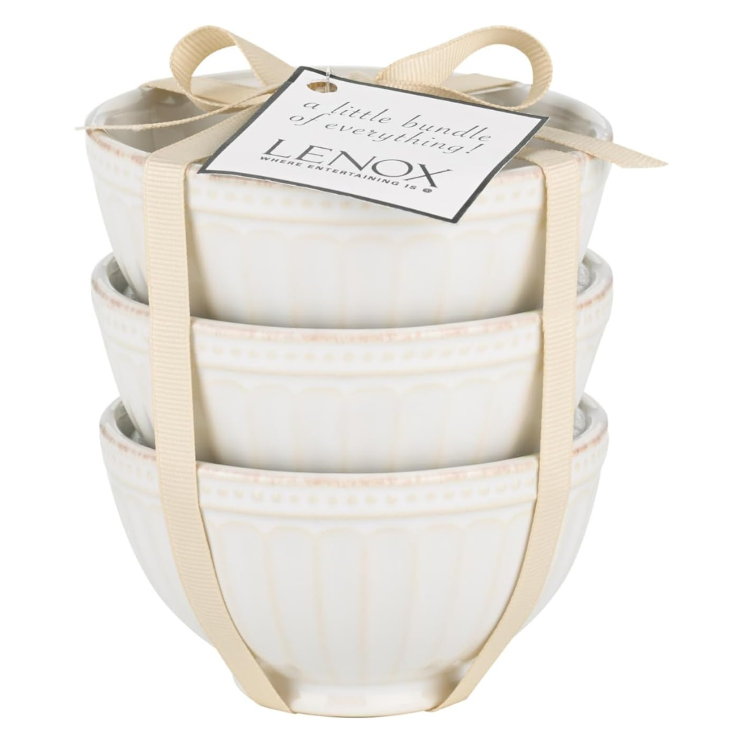 Set of 3 Lenox French Perle Groove Mini Bowls