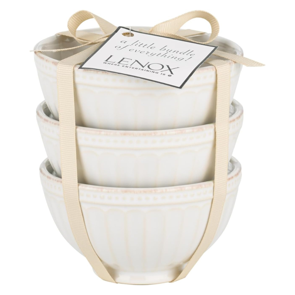 Set of 3 Lenox French Perle Groove Mini Bowls