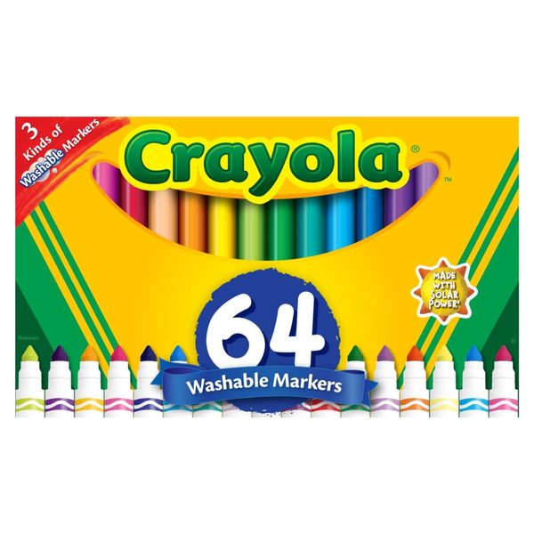 64-Count Crayola Washable Broad Line Marker Variety Set