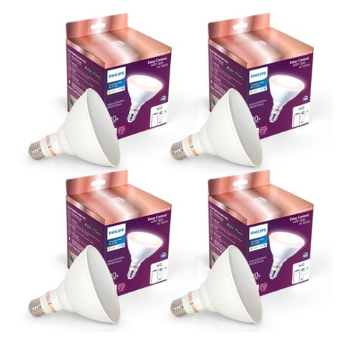 4-Pack Philips 120W Equivalent PAR38 LED Smart Wi-Fi Tunable Light Bulbs