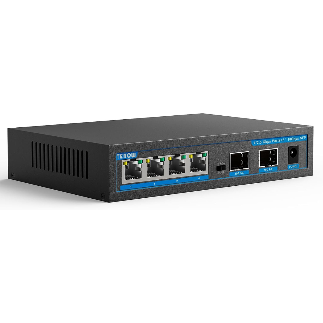 TEROW 6-Port Unmanaged Ethernet Switch (4x 2.5G Base-T + 2x 10G SFP)