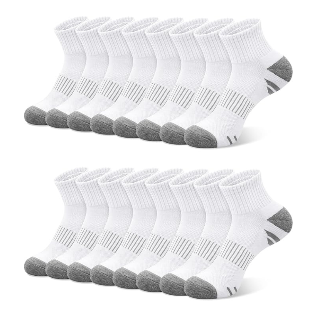 8-Pairs Unisex Cotton Breathable Crew Quarter Socks (Various)
