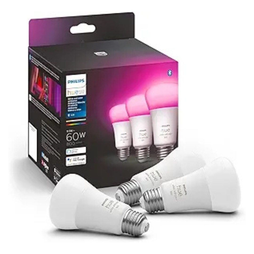 3-Pack Philips Hue A19 Bluetooth Smart LED Bulbs (White & Color Ambiance)