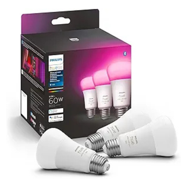 3-Pack Philips Hue A19 Bluetooth Smart LED Bulbs (White & Color Ambiance)
