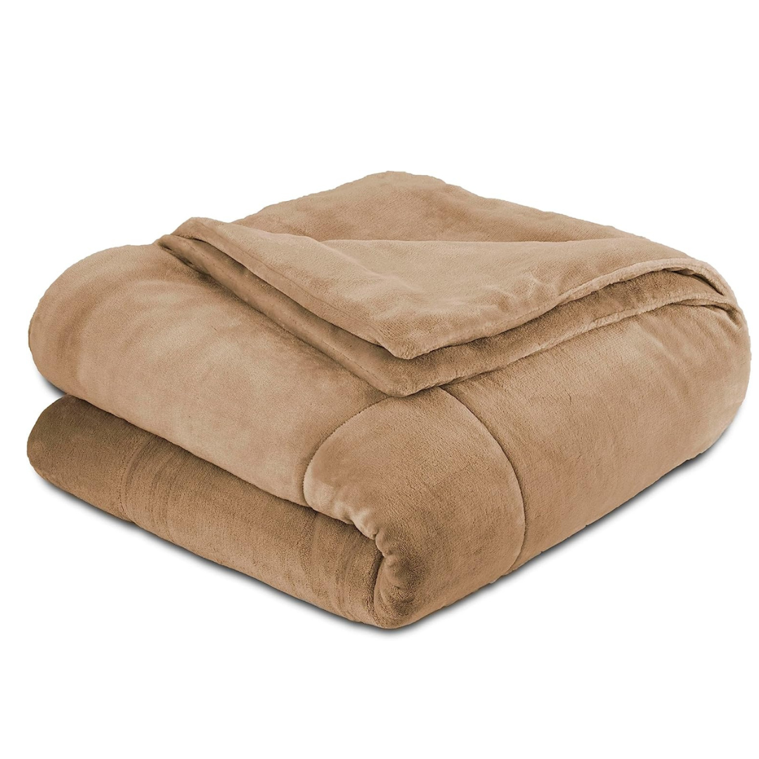 Vellux Plush Lux Full/Queen Size Blanket (Beige)
