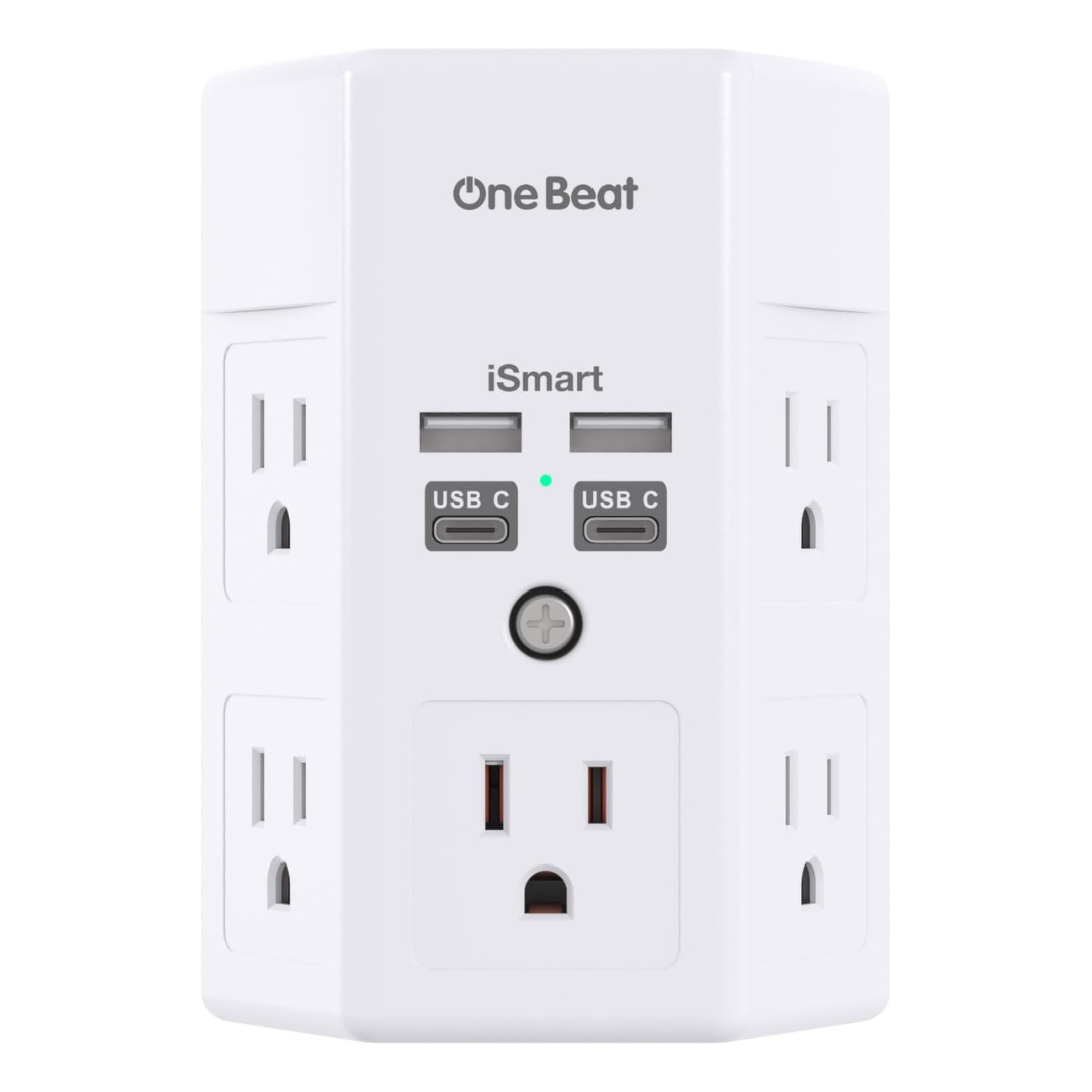 Wall Outlet Extender Surge Protector with 5-Outlets 4-USB Ports
