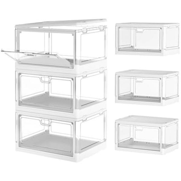 3-Pack 24Qt Stackable Clear Storage Bins with Lids