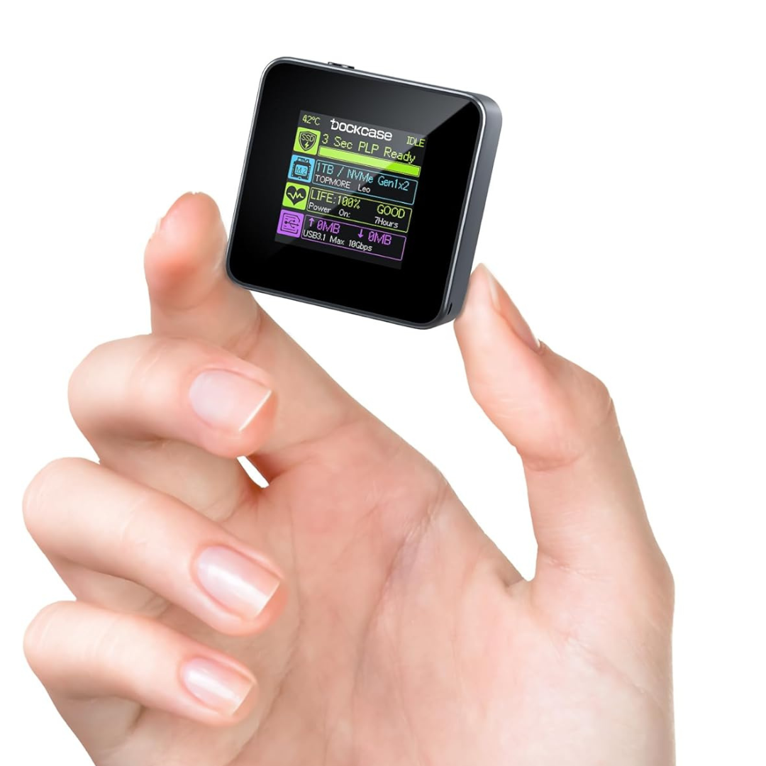 DOCKCASE Pocket M.2 2230 NVMe SSD Enclosure with HD Display Screen