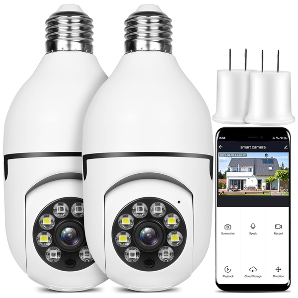 2-Pack 360 Light Bulb Security Cameras