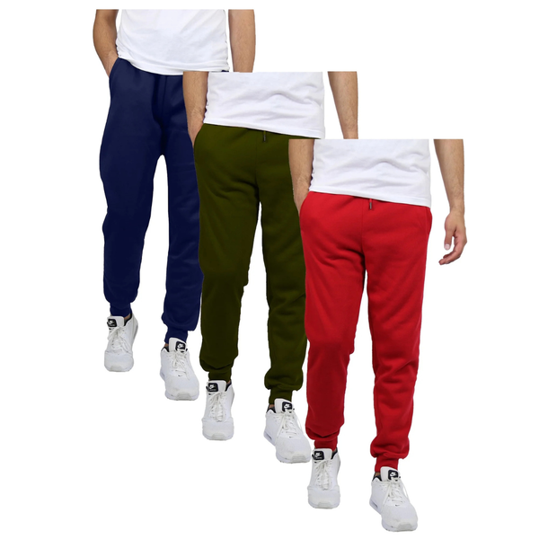 3-Pack Galaxy by Harvic Men's Slim Fit Fleece Jogger Sweatpants (Various)