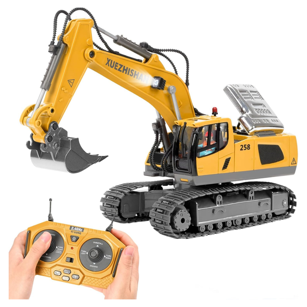 KidsFaves Remote Control Excavator Toy + KidsFaves Remote Control Dump Truck Toy