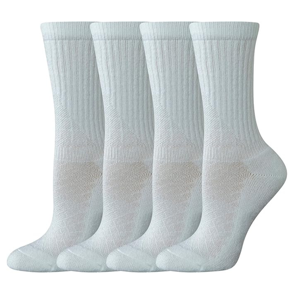 Women's 4-Pairs Cotton Cushioned Crew Sock (2 Colors)