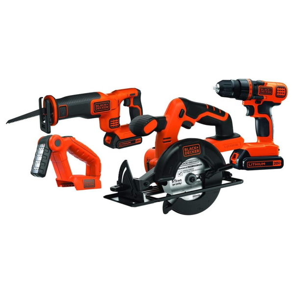 Black & Decker 20V 4-Tool Power Tool Combo Kit With 2 Batteries & Charger