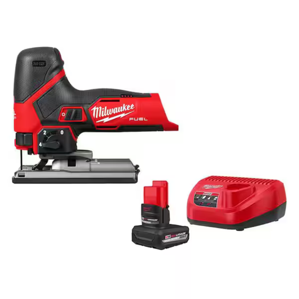 Milwaukee M12 12V Fuel Lithium-Ion Cordless Jig Saw With HIGH OUTPUT XC5. 0 Starter Kit