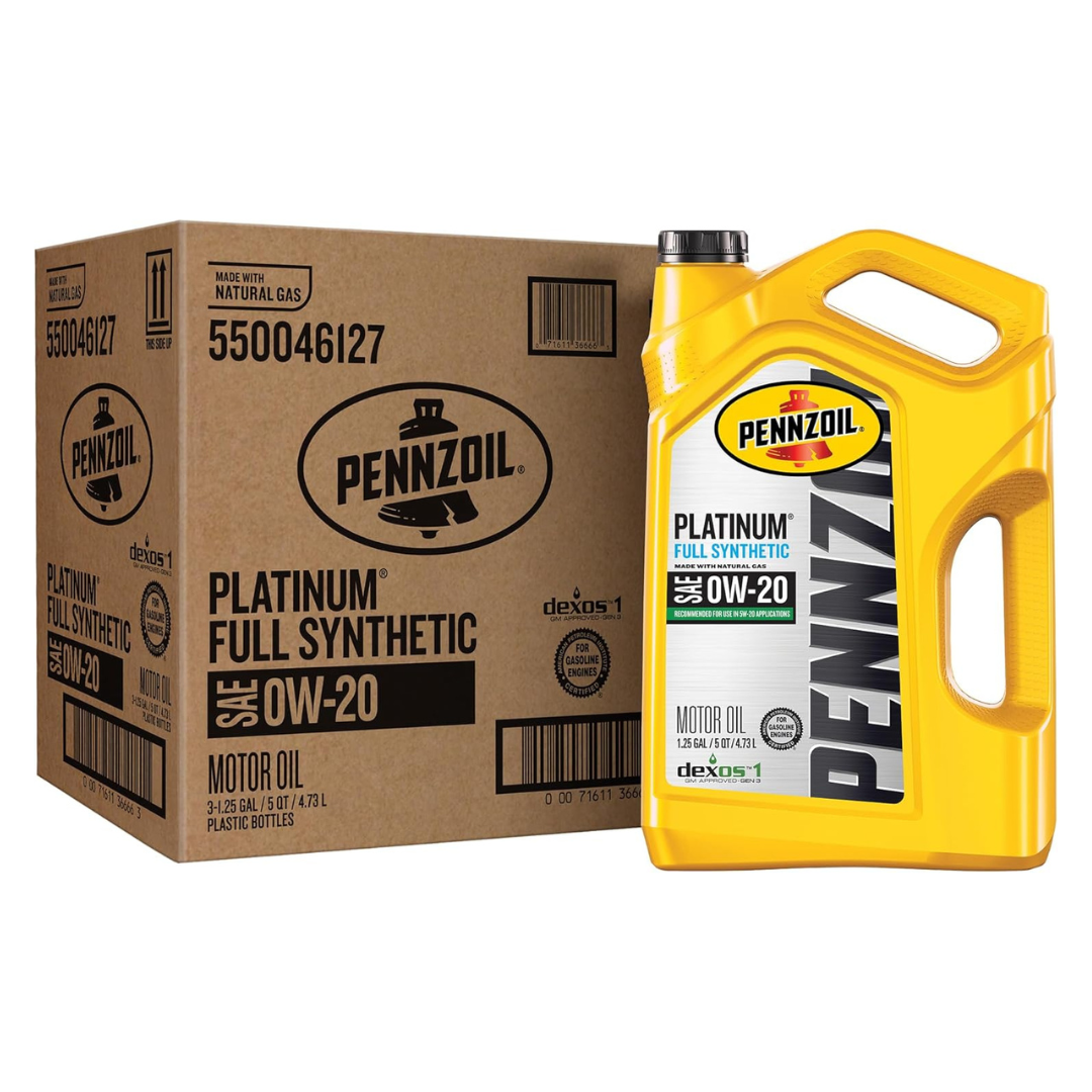 3-Pack 5QT Pennzoil Platinum Full Synthetic 0W-20 Motor Oil