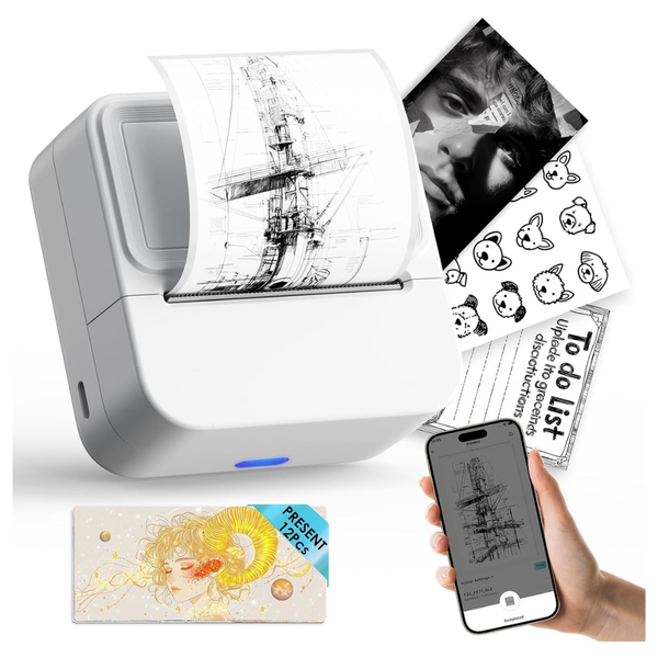 Bluetooth Sticker Printer With 1 Roll Of Sticker Paper