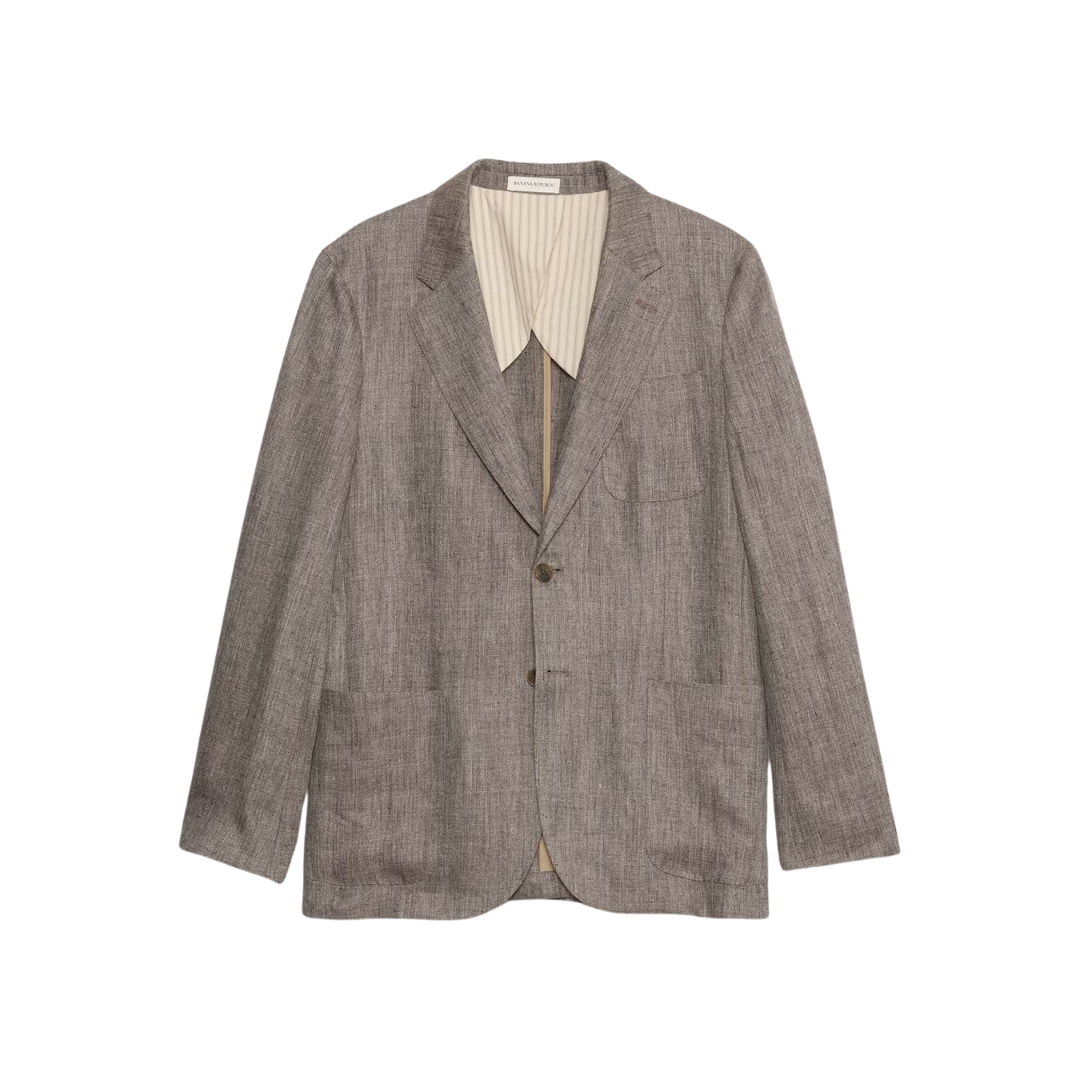 Banana Republic Men's Herringbone Linen Suit Jacket (Taupe)