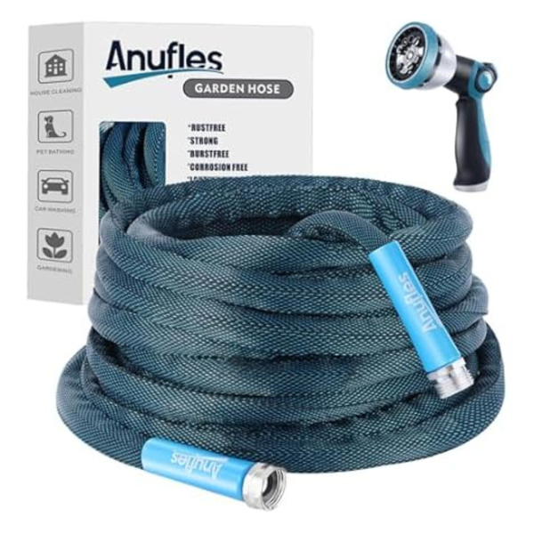 Aunfles 50ft Flexible Garden Water Hose With 10 Spray Nozzle