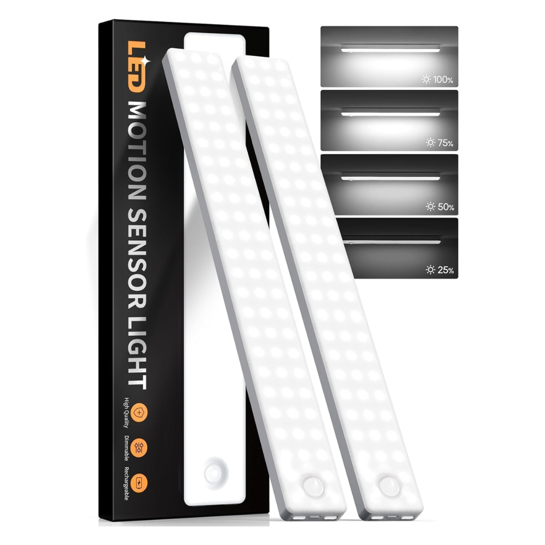 2-Pack 8" USB Rechargeable Motion Sensor Magnetic Under Cabinet Light