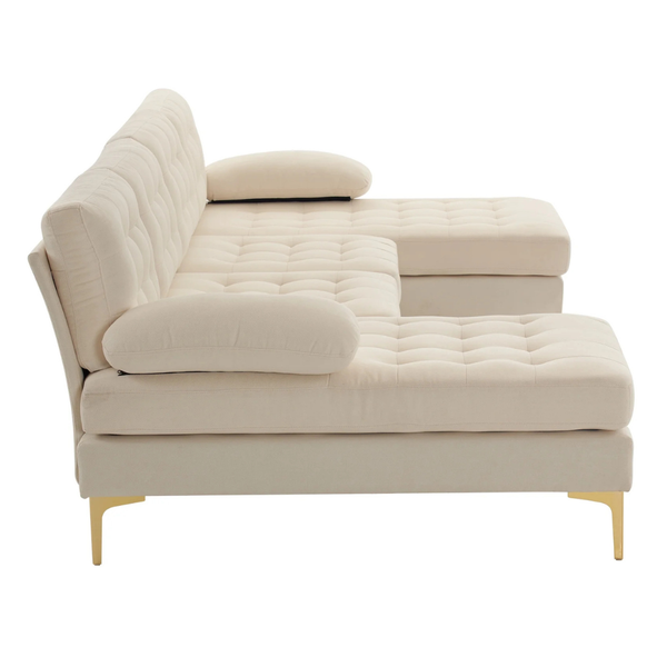 4-Seat Ktaxon U-Shaped Tufted Linen Fabric Sectional Sofa (Beige)