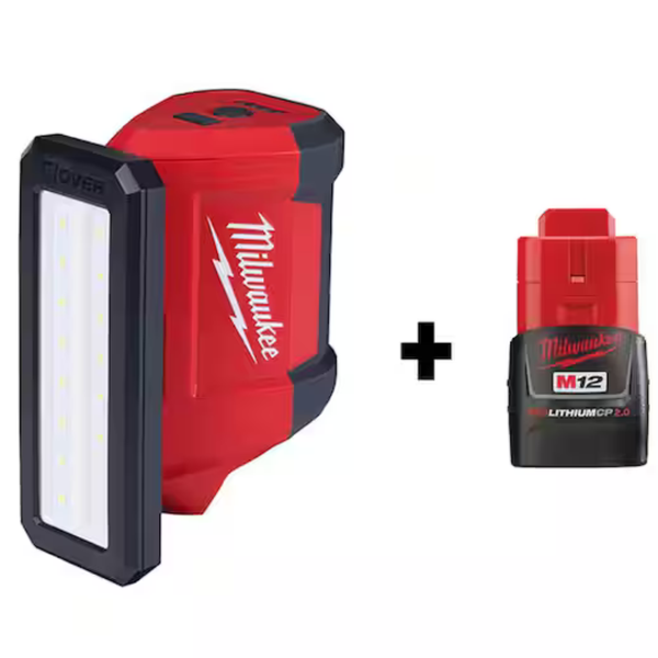 Milwaukee M12 ROVER 12-Volt Lithium-Ion Service And Repair 700 Lumens Flood Light With USB Charging With 2.0Ah Battery