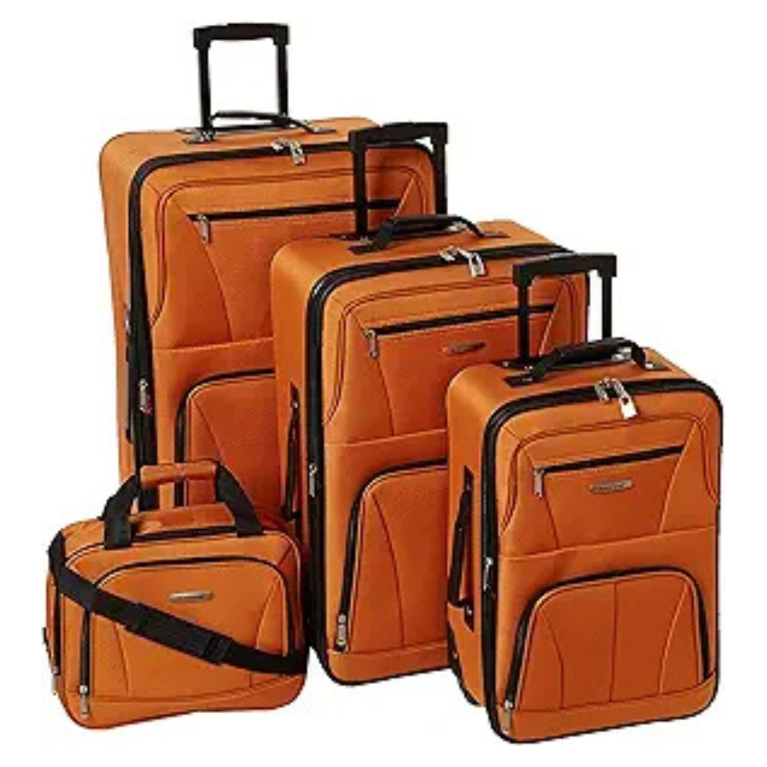 4-Piece Rockland Journey Softside Upright Luggage Set (Orange)