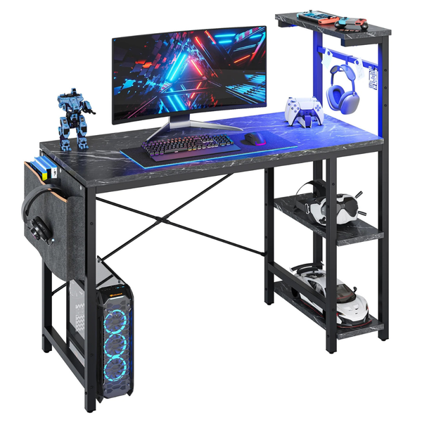 44" Bestier Reversible Computer Gaming Desk w/ LED Lights