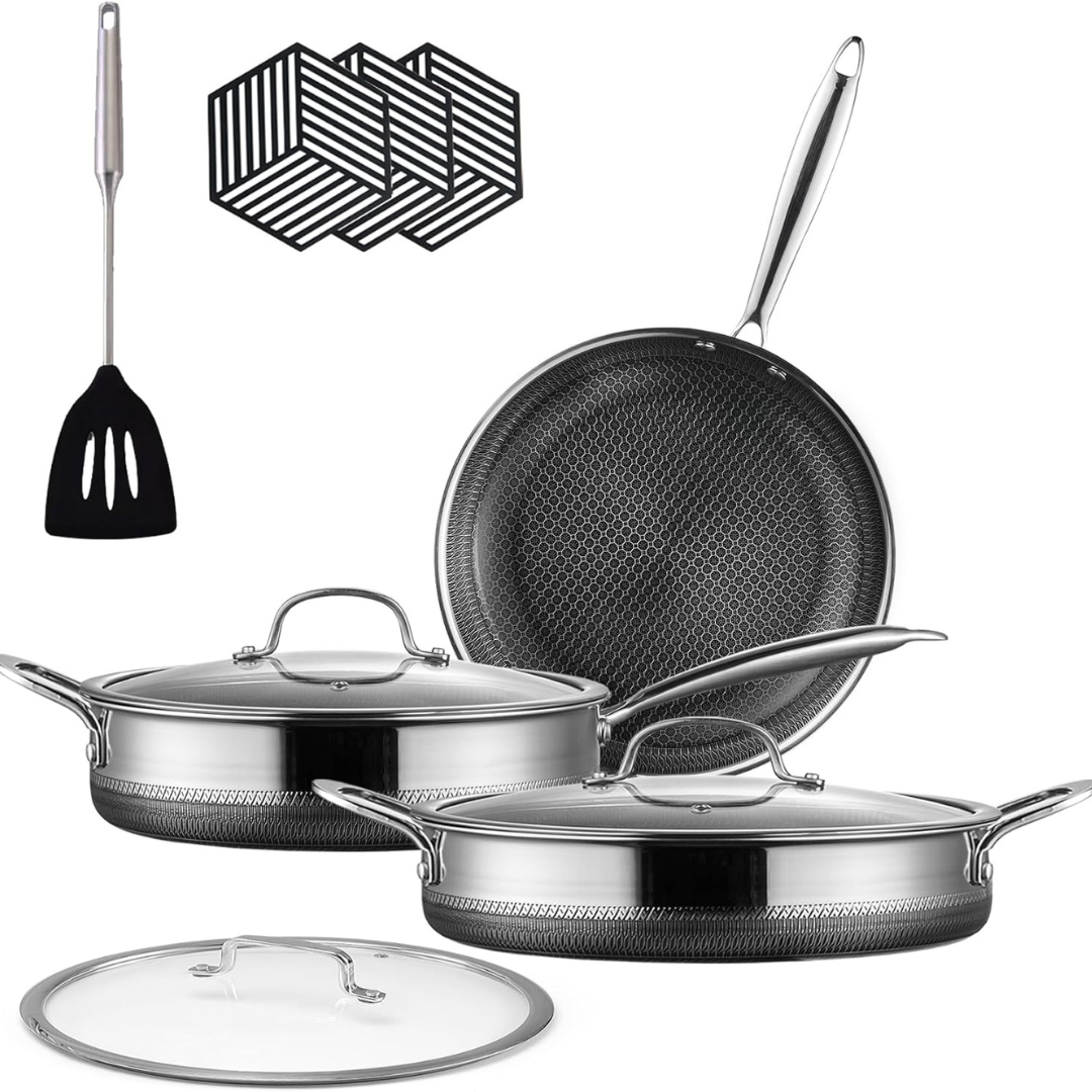 10-Piece Non-Stick Tri-Ply Pots & Pans Hybrid Cookware Set
