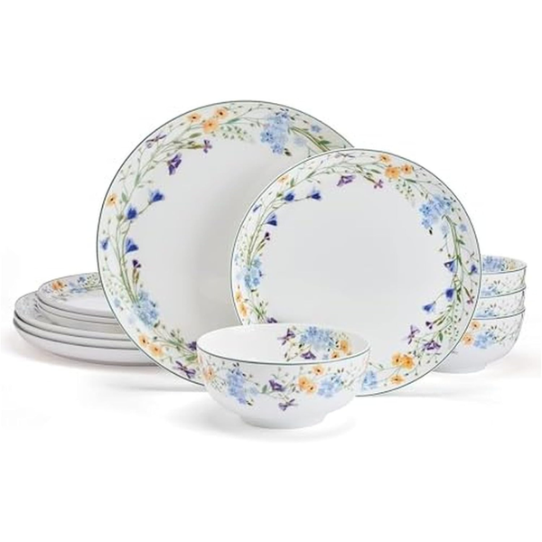 12 Piece Mikasa Dinnerware Plate Bowl Set