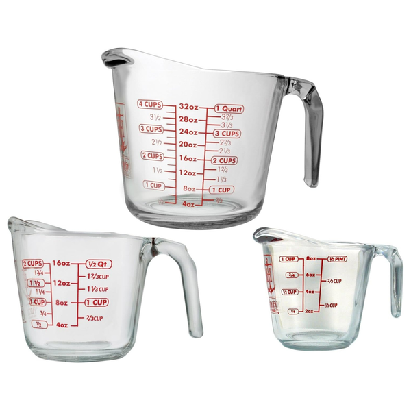 3-Piece Anchor Hocking Glass Measuring Cups Set