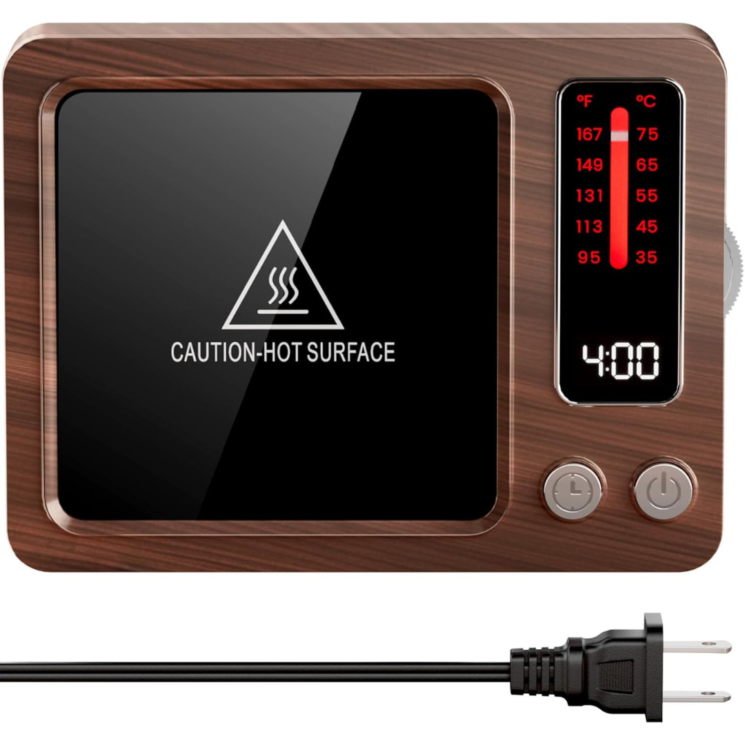 36W Gaiatop Coffee Mug Warmer w/ 5 Temp Settings & 0.5-9H Timer (Wood)