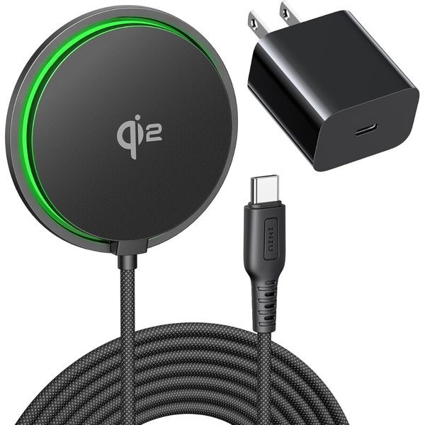 INIU Qi2 MagSafe 15W Wireless Charging Pad with Cooling Fan & Adapter