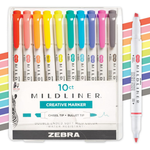 10-Pack Zebra Pen Mildliner Dual-Tip Highlighter Set