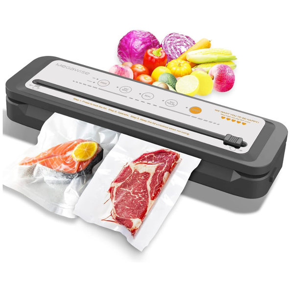 MEGAWISE Vacuum Food Sealer Machine With Starter Bags & Built-in Cutter