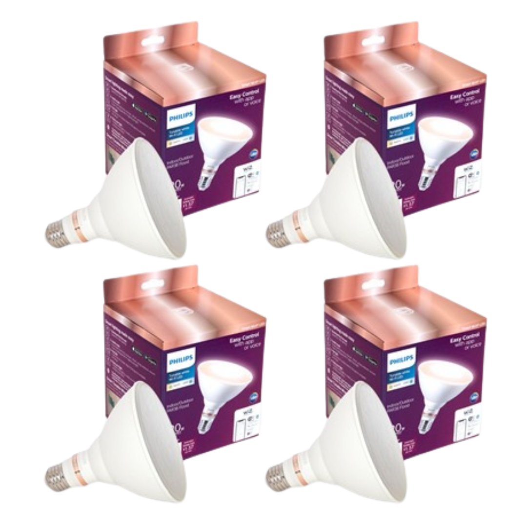 4-Pack Philips 120W Equivalent PAR38 LED Smart Wi-Fi Tunable Light Bulbs
