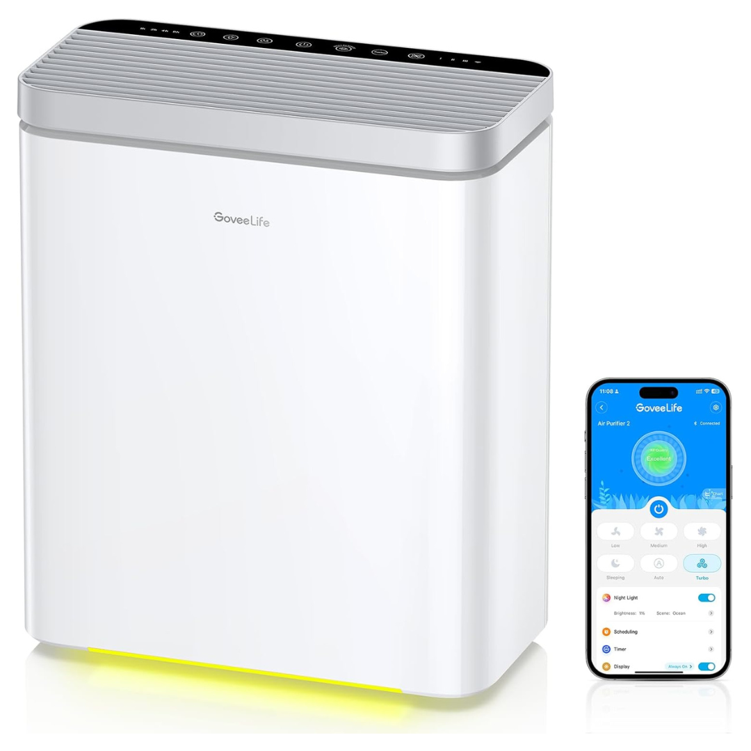 GoveeLife Smart Air Purifier W/ 3-in-1 HEPA Filter For Up To 1046 sq ft
