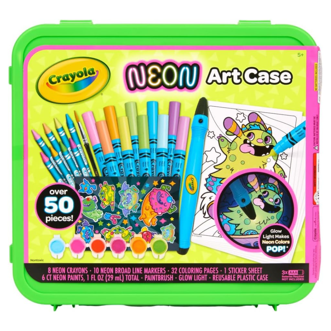 50-Piece Crayola Neon Kids Art Set W/ Neon Paint, Markers & Crayons