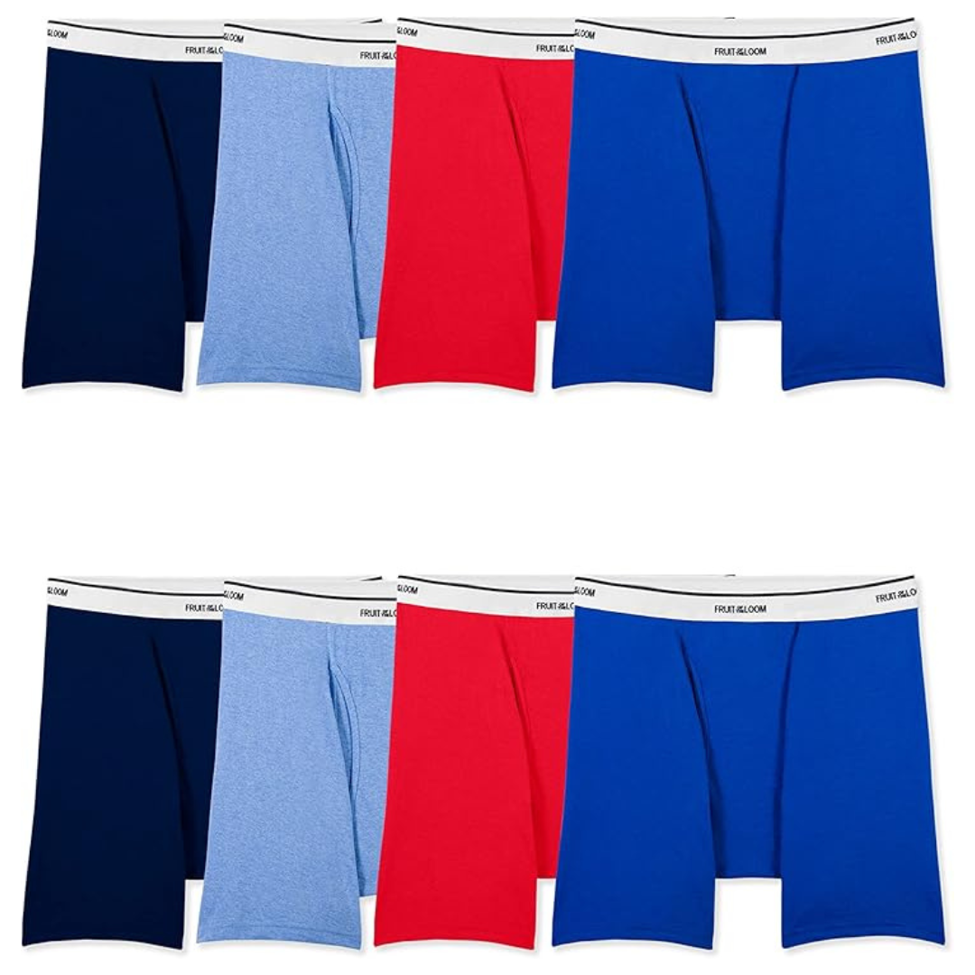 8-Pack Fruit Of The Loom Men's Active Cotton Blend Underwear