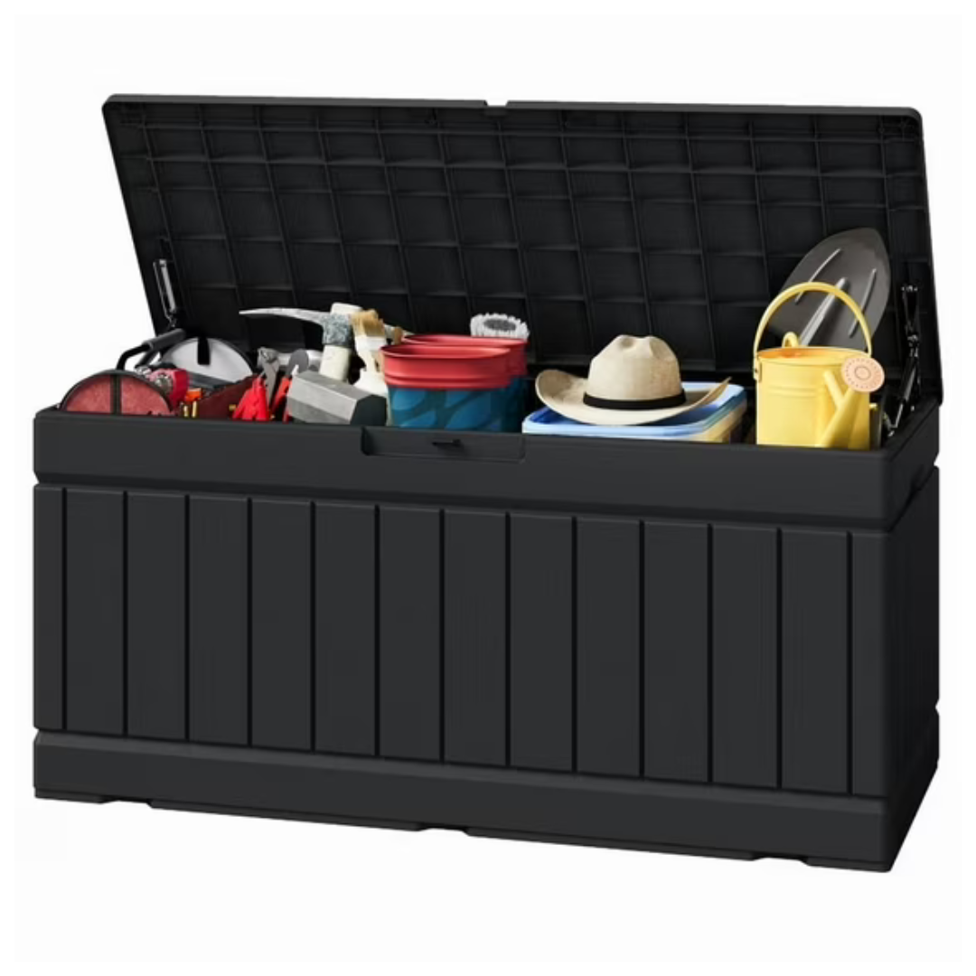 82-Gallon Homall Lockable Outdoor Storage Resin Deck Box (Black)