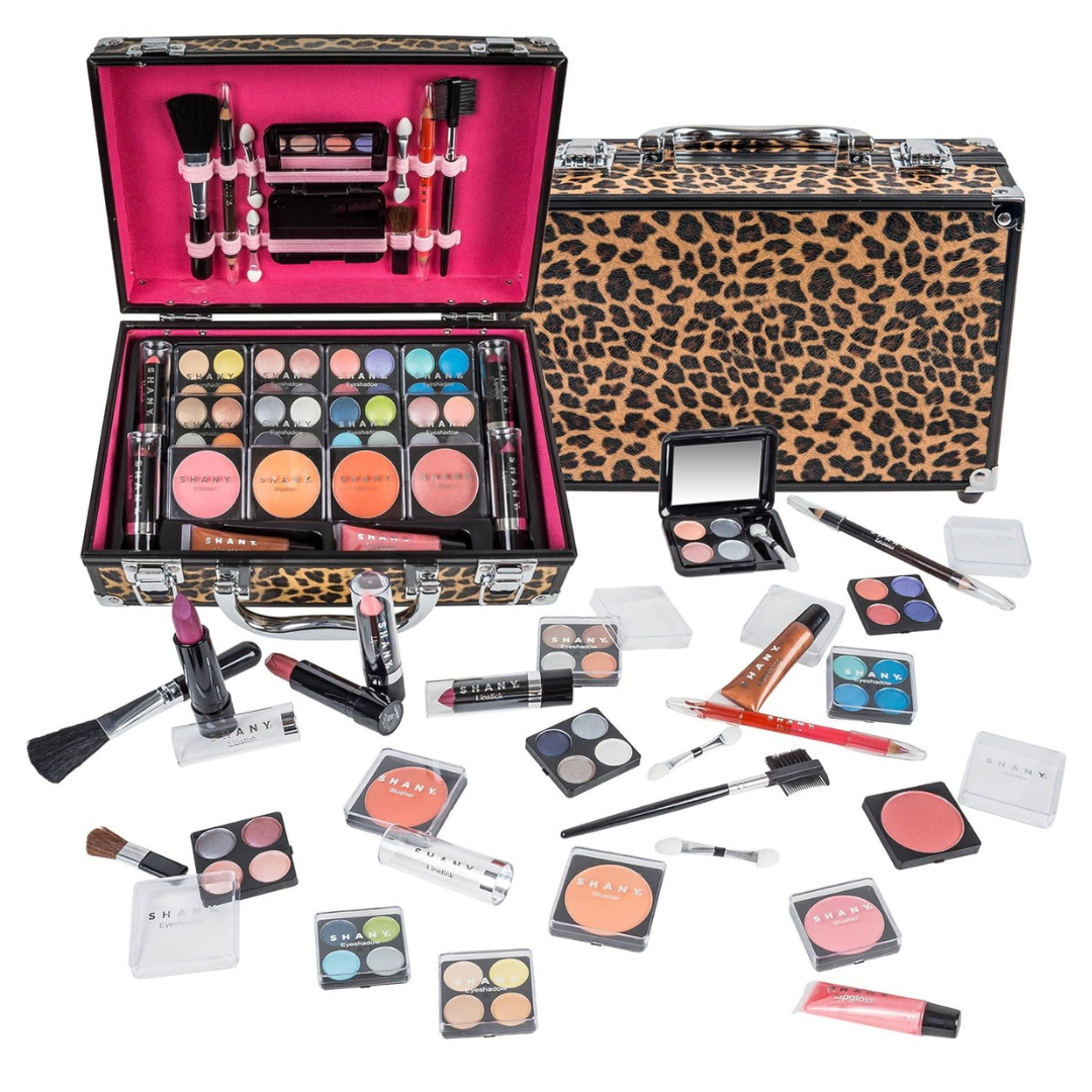 Reusable Carry All Makeup Train Case With Pro Makeup Set