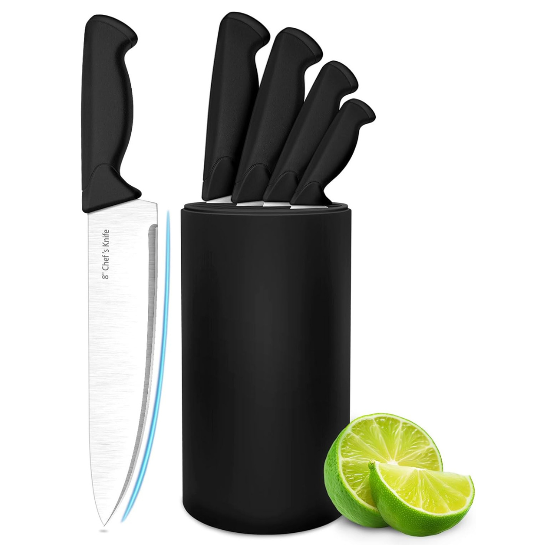 6-Piece German Stainless Steel Kitchen Knife Block Set