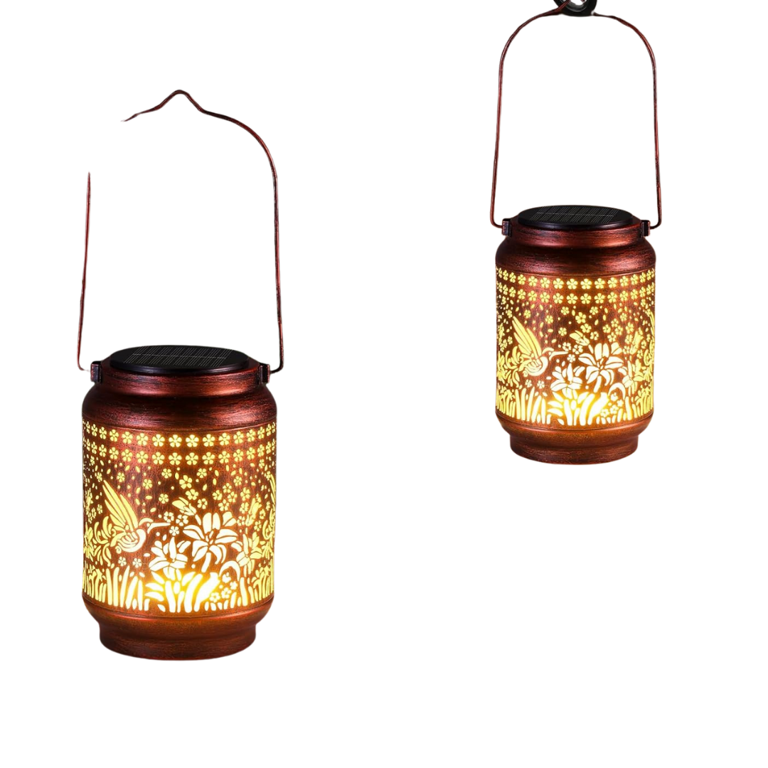 2-Pack KOOPER Waterproof Hummingbird Hanging Solar Lantern Lights